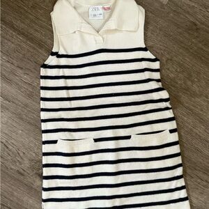 Zara Cream and Black Striped knit dress